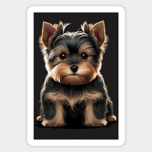 Super Cute Yorkshire Terrier Puppy Portrait Sticker